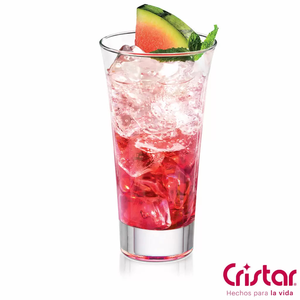 Vaso Barman Bebidas 12 3/4 oz, ideal para cócteles, diseño estilizado y seguro para contacto con alimentos.