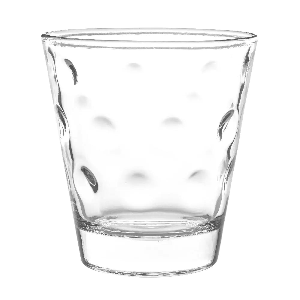 Vaso Circus Rocks 12 oz en canastilla de 6 unidades, ideal para bebidas en las rocas, diseño sofisticado y seguro para contacto con alimentos.