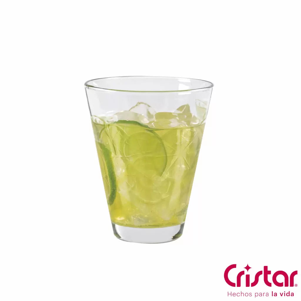 Vaso Caribe 12 oz, diseño elegante y ergonómico, ideal para bebidas frías, presentación en canastilla de 6 unidades.