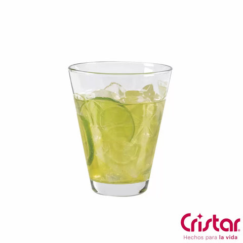 Vaso Caribe 12 oz, diseño elegante y ergonómico, ideal para bebidas frías, presentación en canastilla de 6 unidades.