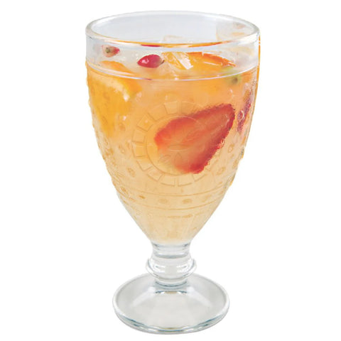 Copa Marruecos de vidrio tallado con diseño texturizado y forma amplia, ideal para agua o bebidas frías.