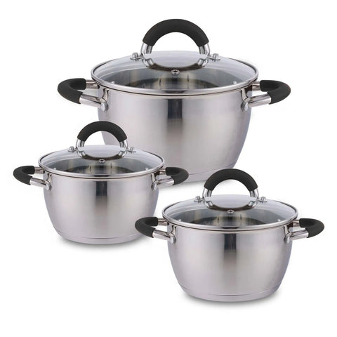 SET OLLAS 3 PZS CASSEROLE ACERO INOX