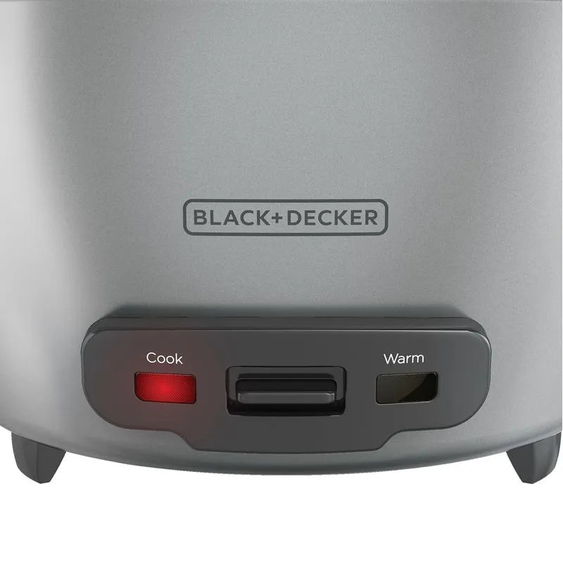 Olla arrocera BLACK+DECKER de 20 tazas con tapa de vidrio, vaporera y recubrimiento antiadherente, ideal para familias grandes y múltiples recetas