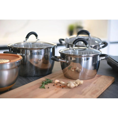 SET OLLAS 3 PZS CASSEROLE ACERO INOX