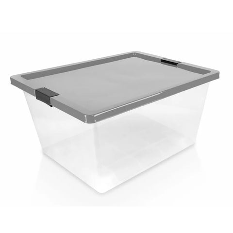 CAJA ORGANIZADORA C BROCHES Y RUEDAS 55LT GRIS