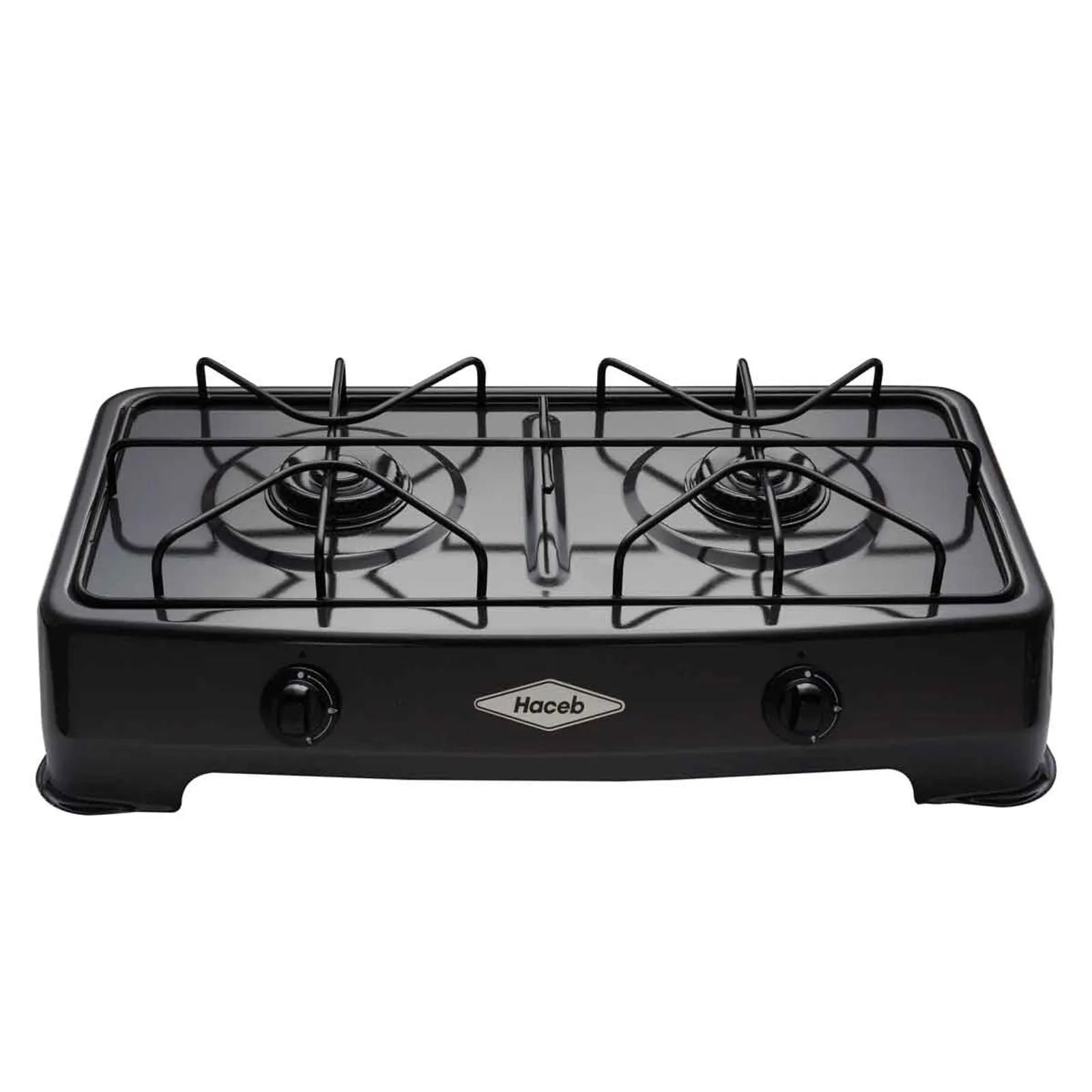 Cocineta a gas propano de 2 puestos con parrillas en alambrón y diseño compacto para mayor estabilidad y funcionalidad.