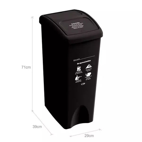 PAPELERA VAIVEN PLANA 53LTS NEGRO MR NO APROV