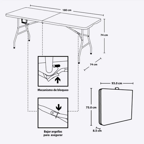 MESA PLEGABLE BANQUETERA PEQUE BLANCO - RIMAX