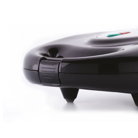 Sanduchera Universal 4P Multifuncional con placas intercambiables para sándwiches y waffles, con recubrimiento antiadherente, clip de seguridad y pies antideslizantes.