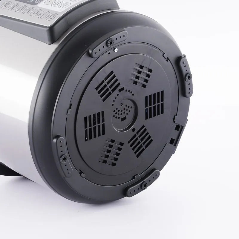 Olla a presión eléctrica Multi Pro de 6 litros con diseño en acero inoxidable, pantalla LED con 13 programas pre-programados y múltiples funciones como cocción lenta, vaporizador y yogurtera.