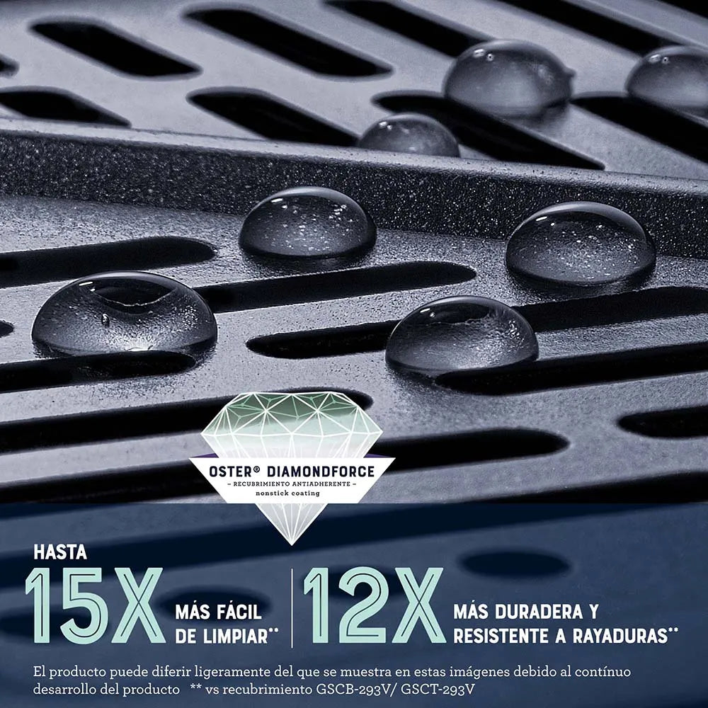 Freidora de Aire Oster® 9L, panel digital, 6 funciones preprogramadas, recubrimiento DiamondForce antiadherente, cocina rápida y saludable con un 99,5% menos aceite.