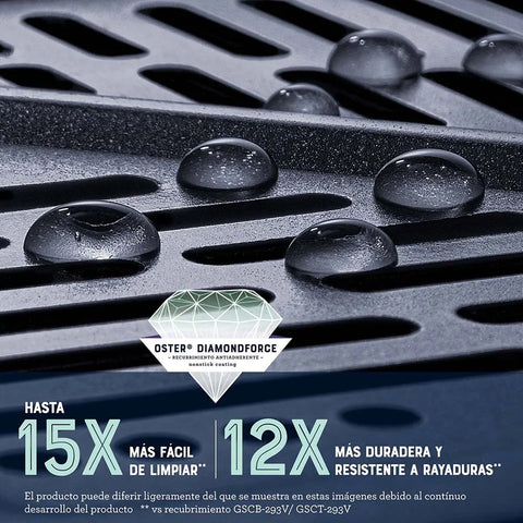 Freidora de Aire Oster® 9L, panel digital, 6 funciones preprogramadas, recubrimiento DiamondForce antiadherente, cocina rápida y saludable con un 99,5% menos aceite.