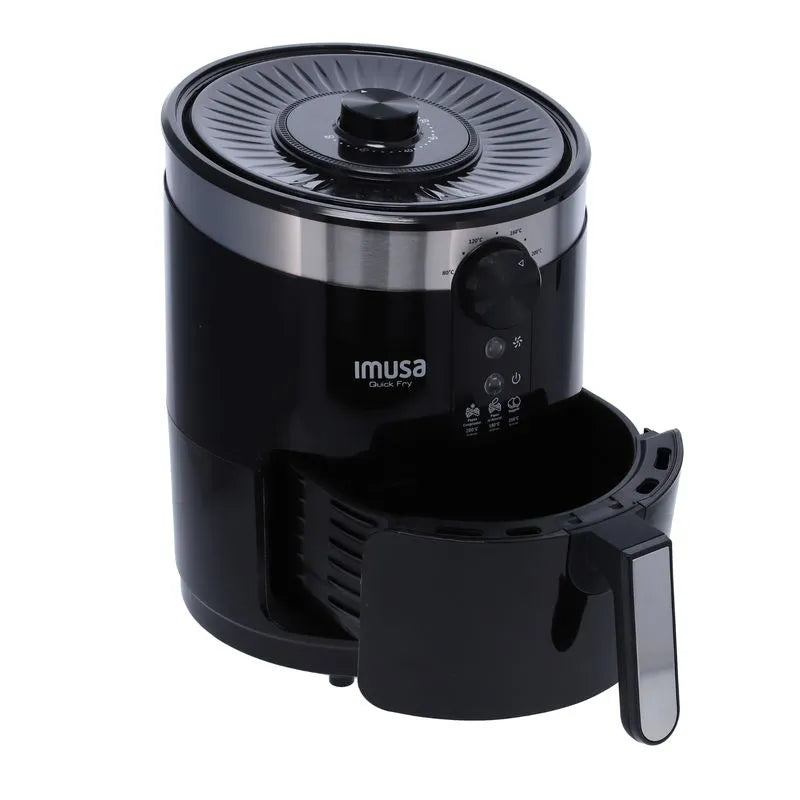 Freidora de Aire IMUSA Quick Fry de 3,5 litros, ideal para cocinar hasta 4 porciones sin aceite, con cesta antiadherente y fácil limpieza.