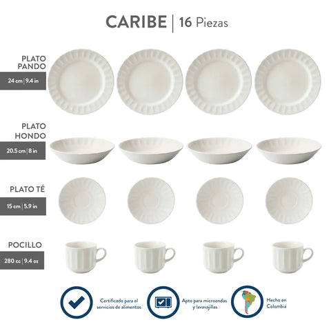 VAJILLA 4/16 CARIBE