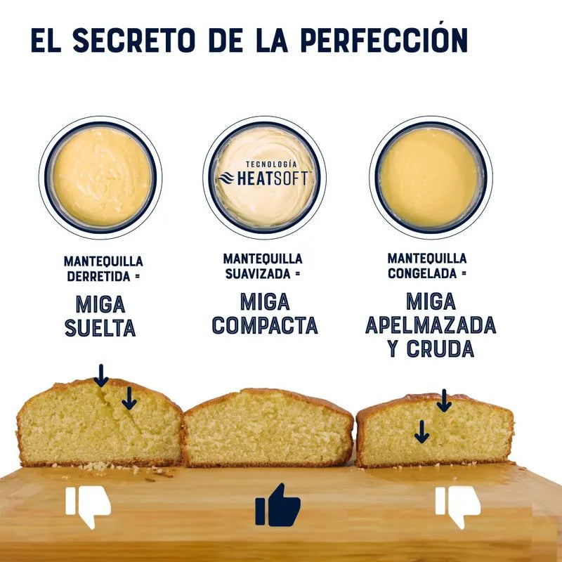 Batidora planetaria Oster® con tecnología Heatsoft™, tazón de acero inoxidable y luz LED para mezclas perfectas.