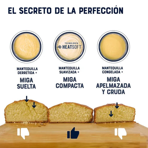 Batidora planetaria Oster® con tecnología Heatsoft™, tazón de acero inoxidable y luz LED para mezclas perfectas.