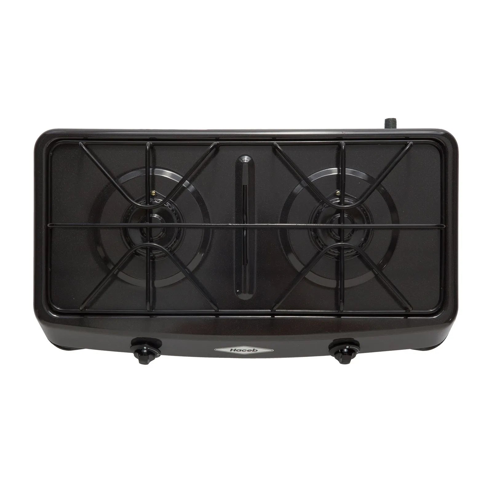 Cocineta a gas propano de 2 puestos con parrillas en alambrón y diseño compacto para mayor estabilidad y funcionalidad.