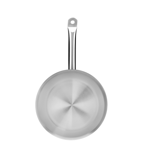 Sartén Tramontina Professional de acero inoxidable con fondo triple, mango ergonómico y diámetro de 30 cm.