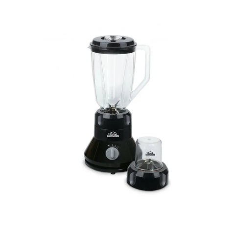 Licuadora Home Elements con 2 velocidades, función pulso, vaso plástico de 2 litros y picatodo con cuchillas independientes.