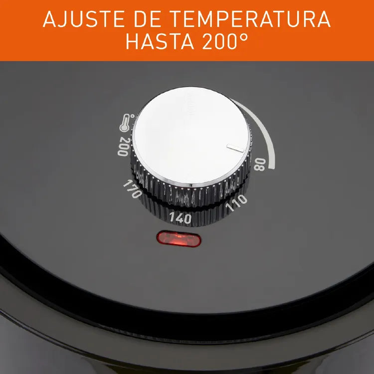 Freidora de Aire IMUSA Mecánica de 4 litros con temporizador de 60 minutos, temperatura ajustable hasta 200°C y potencia de 1445 Watts para cocciones saludables y rápidas.