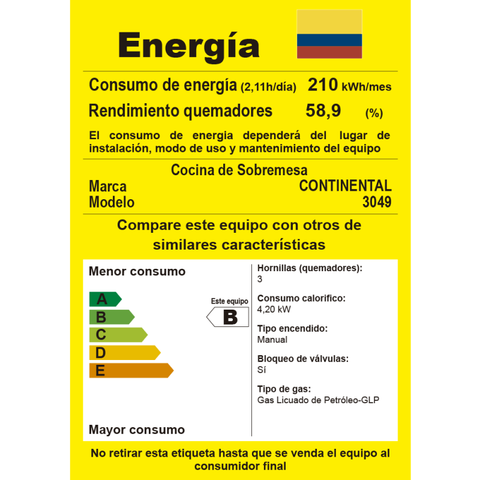 Estufa a Gas Económica, diseño resistente con tres fogones, parrillas tipo hilo y porcelanizado de alta calidad, ideal para uso doméstico.