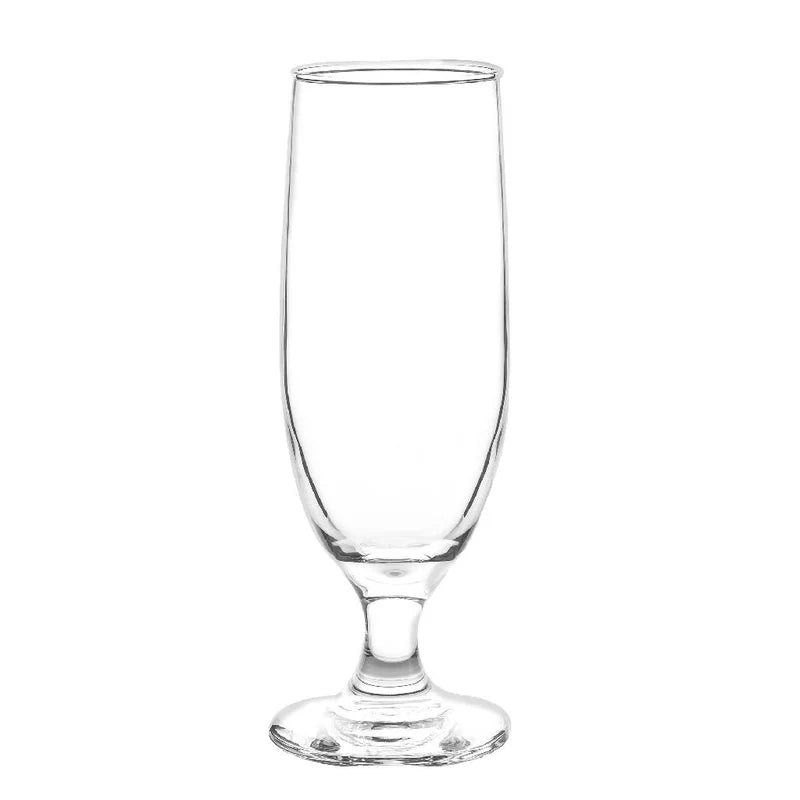 Copa Cervecera Toscana de 370 cc con diseño estilizado en vidrio transparente, ideal para realzar la presentación y el sabor de cervezas artesanales o especiales.