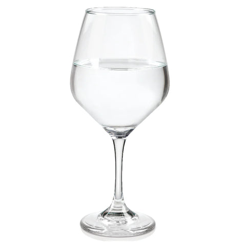 Copa Agua Brunello de 507 ml en vidrio fino y transparente, con forma estilizada ideal para agua o bebidas frías en presentaciones elegantes.