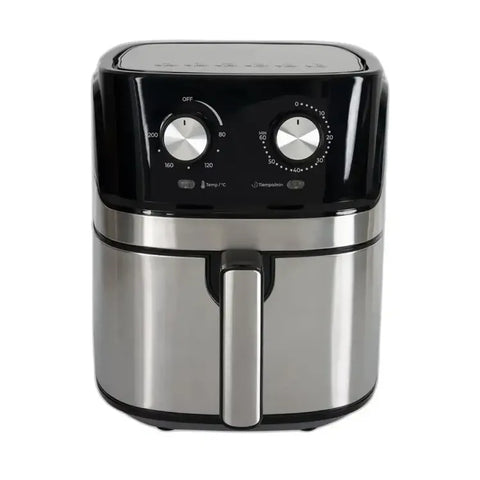 Freidora de Aire KALLEY K-MAF6 de 6.3 litros con tecnología de aire caliente, temperatura ajustable hasta 200°C, temporizador de 60 minutos, cesta antiadherente y mango frío al tacto.