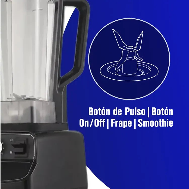 Licuadora KALLEY K-LAP Max Blend negra de alta potencia 1500W, vaso plástico de 2 litros y 10 velocidades.