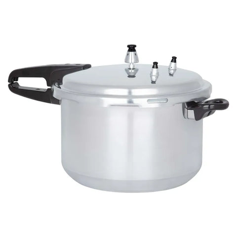 Olla a presión KALLEY 11 Litros con cierre externo, aluminio resistente, asas anticalor y vaporera incluida para grandes preparaciones.
