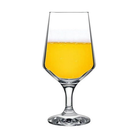 Copa de vidrio Brunello de 13.5 oz con diseño curvo, ideal para servir cerveza artesanal o de barril.