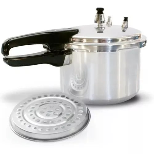 Olla a Presión Cierre Externo 4,2 Litros Home Elements, apta para estufas eléctricas y a gas, con accesorios resistentes al calor.
