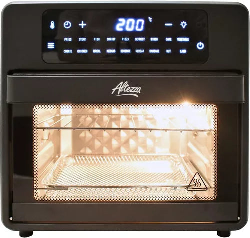 Horno Digital Altezza de 15 litros con freidora de aire, panel LED, 18 funciones y accesorios incluidos para cocinar alimentos saludables y deliciosos.