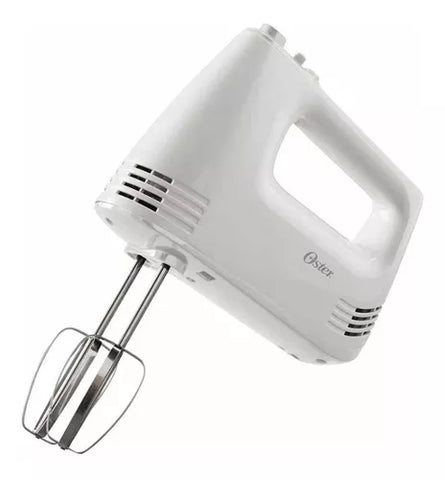 Batidora de mano Oster® de 5 velocidades, diseño ergonómico y potencia industrial para mezclas rápidas y eficientes.