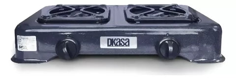 Cocineta a Gas Propano 2 Puestos Dkasa con superficie de acero inoxidable, quemadores y control de perillas.