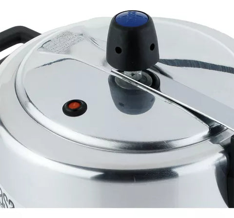 Olla a presión Dkasa de 6 Litros con válvula de baquelita, empaque plano de silicona y asas aislantes del calor.