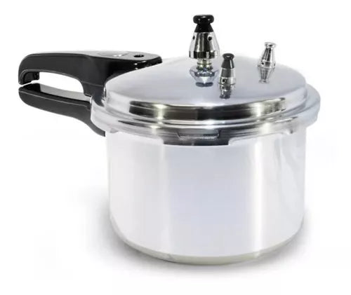 Olla a Presión Cierre Externo 4,2 Litros Home Elements, apta para estufas eléctricas y a gas, con accesorios resistentes al calor.