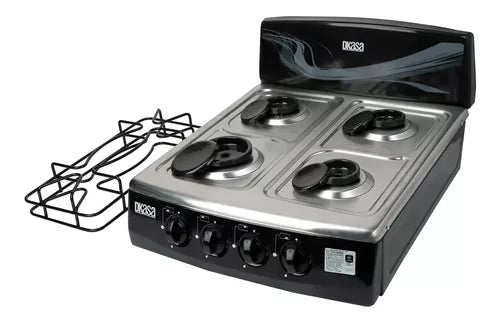 Cocineta a Gas Propano 4 Puestos Dkasa, diseño compacto y eficiente, ideal para cocinar con gas propano.