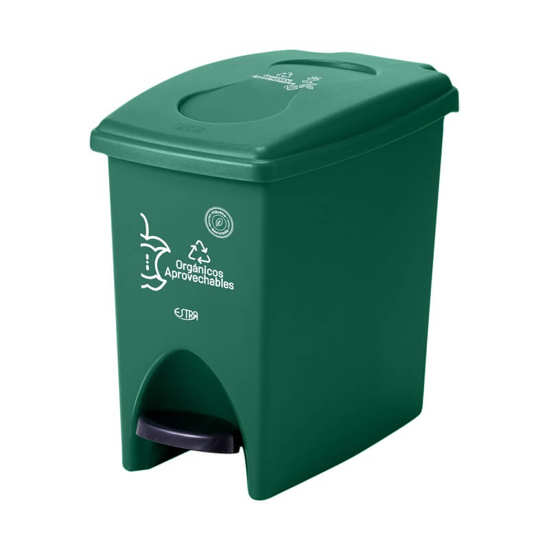 PAPELERA PEDAL 10LTS VERDE MR ORGANICO APROVECHABLE