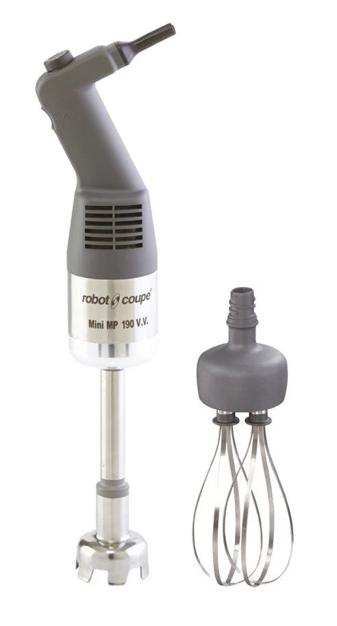 Licuadora trituradora de inmersión Mini MP 190 COMBI, modelo 34775, acero inoxidable, diseño ergonómico con variador de velocidad y herramienta Aeromix.