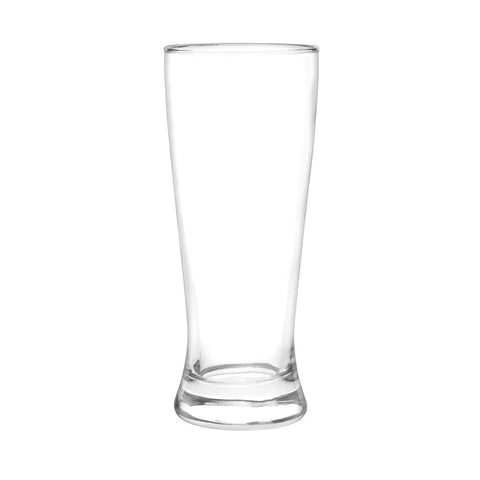 Vaso Rostock cerveceros de 296 ml en vidrio transparente, ideales para cerveza o bebidas frías, con diseño recto y clásico tipo pub.