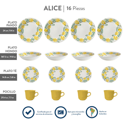 VAJILLA 4/16 ALICE RDA CORONA