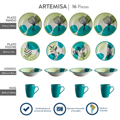 VAJILLA 4/16 ARTEMISA LOCERIA