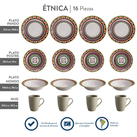 VAJILLA 4/16 ETNICA