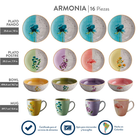 VAJILLA 4/16 ARMONIA LOCERIA