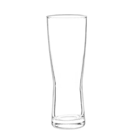Vaso cervecero Milán de 385 ml con cuello cónico y base sólida, ideal para realzar la espuma y el color de cervezas rubias, artesanales o stout.