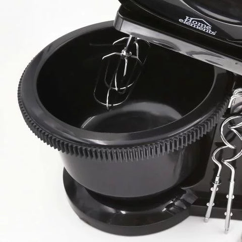 Batidora Multi-mixer Home Elements con función de inmersión, mano y pedestal, 250 watts, 6 velocidades y tazón giratorio de 2 litros.