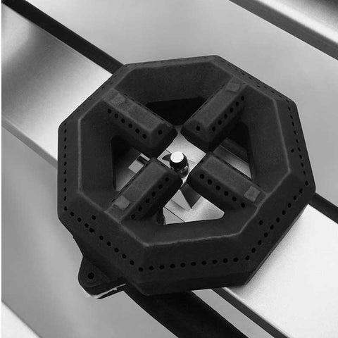 Estufa de sobreponer Cookrite de 2 puestos a gas natural, diseño en acero inoxidable con parrillas de hierro fundido.