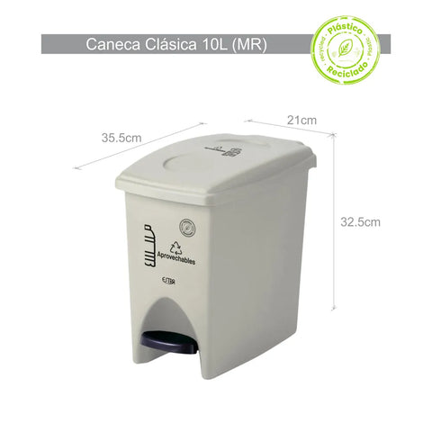 PAPELERA PEDAL 10LTS