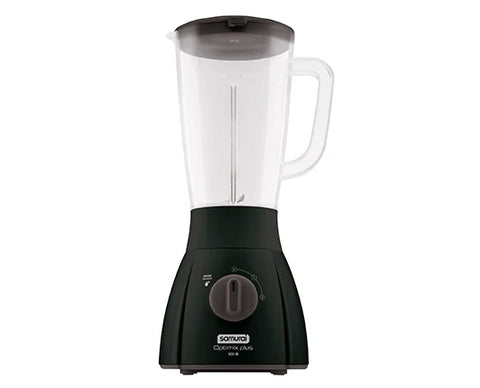 Licuadora Optimix Plus Samurai de 500 Watts con vaso de policarbonato de 1.25 litros, cuchillas de acero inoxidable.
